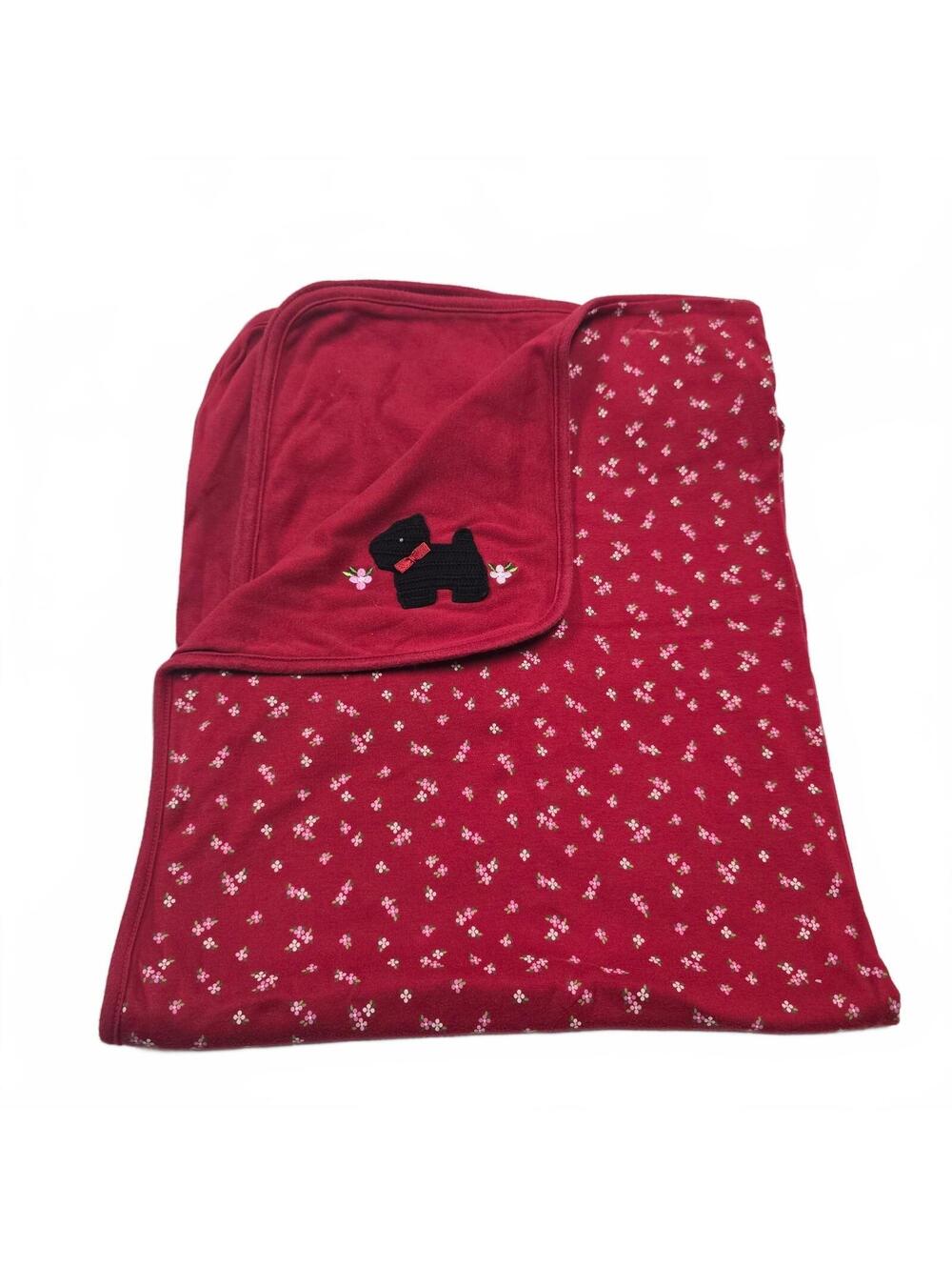Vintage HTF Gymboree Baby Blanket - red, flowers, scotty terrier dog Cotton